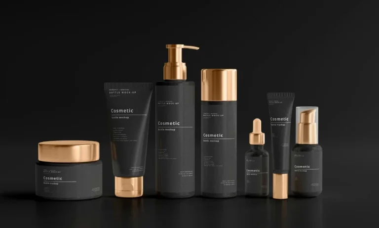 productos de cosmética vegana sobre fondo natural.